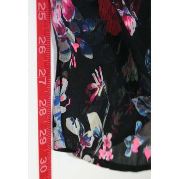 Express Sheer Black Floral Kimono Womens Medium Lace Trim Boho Layering Cardigan - Picture 6 of 7